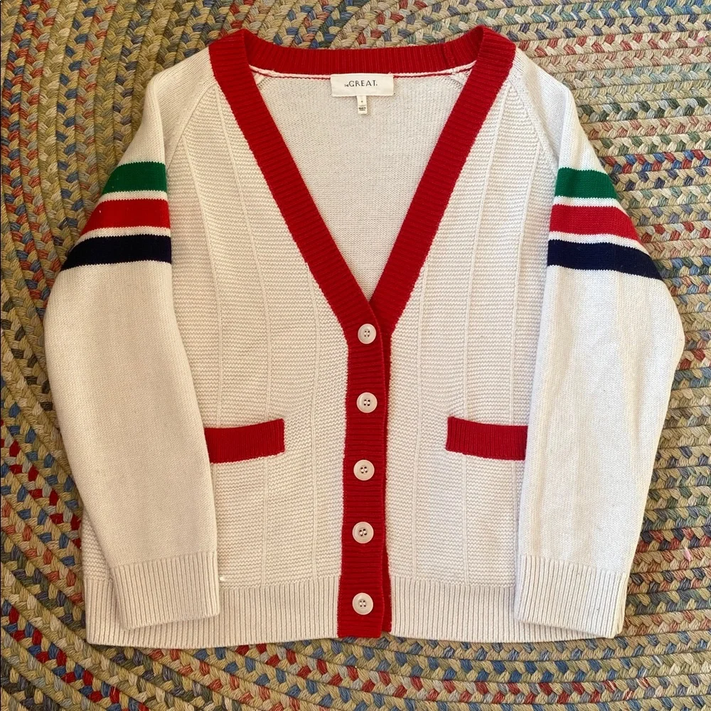 The Great. Varsity striped button down wool cardigan sweater size XS - Picture 4 of 7